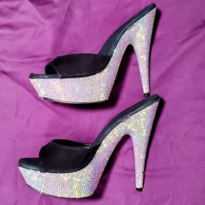 Rhinestone platform stiletto high heels